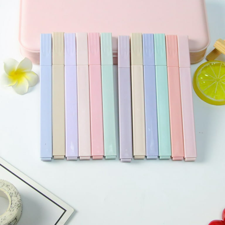 12pcs, Highlighters, Aesthetic Pastel Cute Highlighter For Bible And Pens  No Bleed, With Assorted Colors, Dry Fast Easy To Hold For Journal Planner No