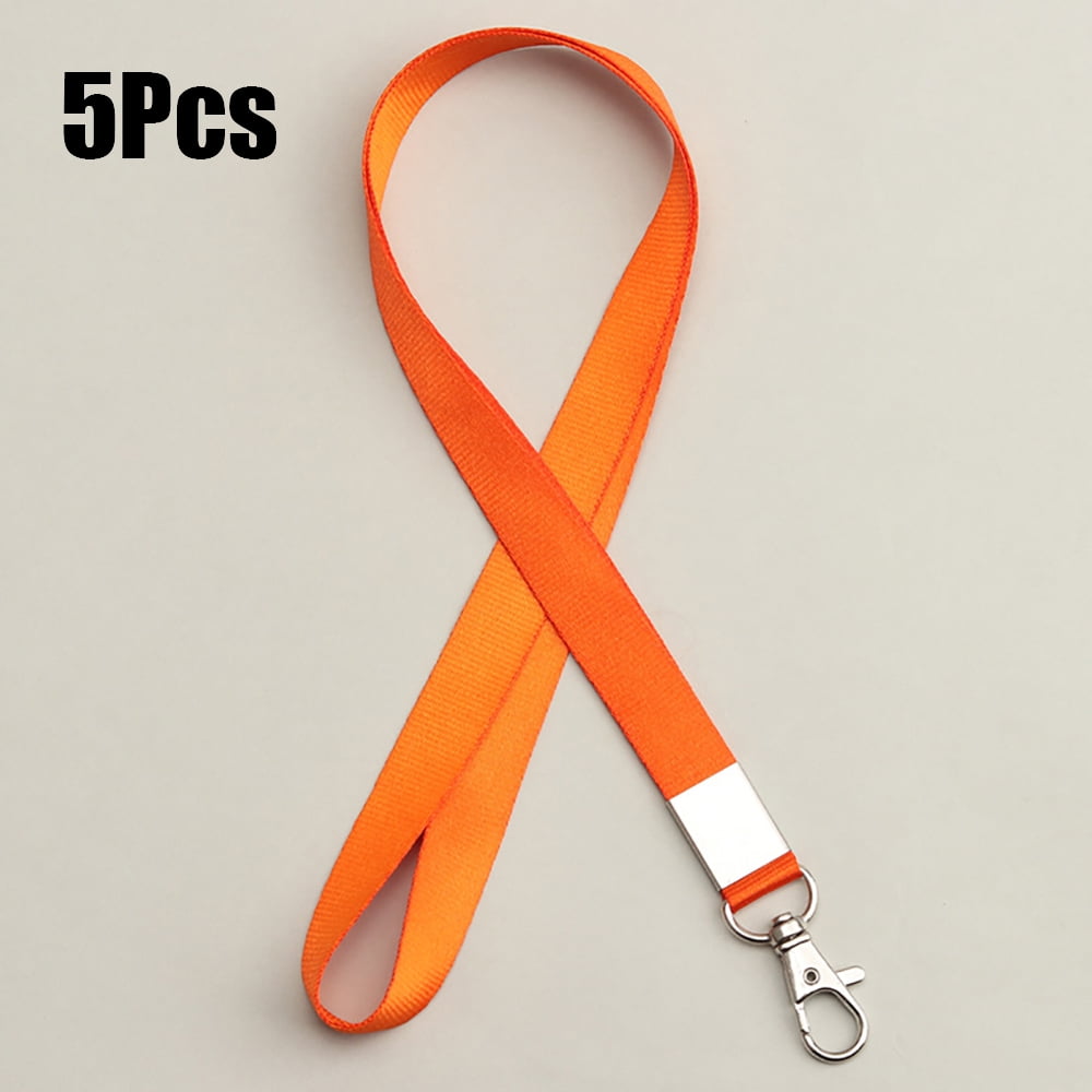 Joefnel 5Pcs Long Neck Lanyard Leather Keychains with Metal Clasp