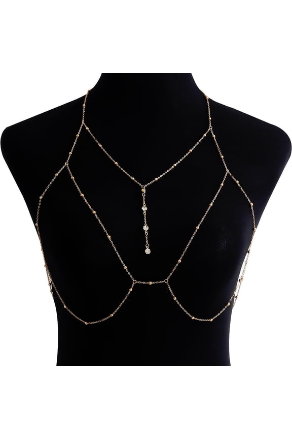 Exquisite Rhinestone Silver Chain Bra with Layered Body Jewelry - Stunning Crystal Waist Chain and Beaded Body Accessory for Women - Elegant and Seductive Body Chain Jewelry