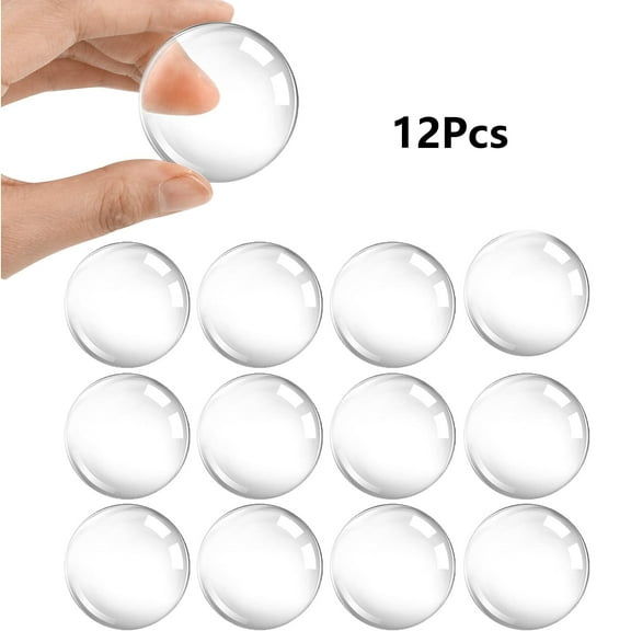 Joefnel Wall Door Handle Stoppers Wall Protector, 12PCS Rubber Door Knob.With Self Strong Adhesive, Quiet, Shock Absorbent Gel for Home, Office, Wall Protector from Door Knobs (Round 1.57inch, Clear)