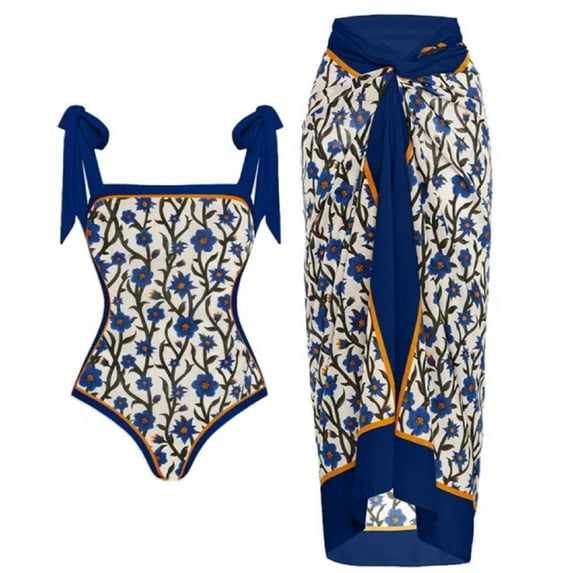 Joefnel Women Double-Sided Floral One Piece Swimsuits Reversible Tie Shoulder Tummy Control Bathing Suits