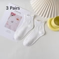 thumbnail image 1 of Joefnel Womens Socks. Ruffle Turn-Cuff Casual Ankle Socks Breathable Cool Knit Cotton Lettuce Crew Frilly Sock 3 Pack, 1 of 5