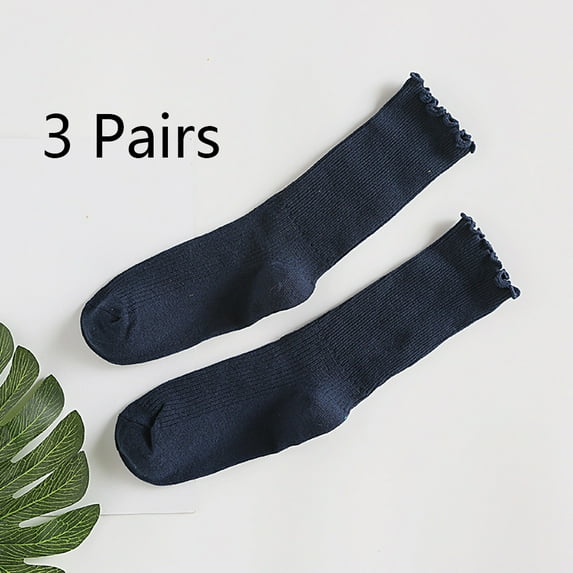 Joefnel Womens Socks. Ruffle Turn-Cuff Casual Ankle Socks Breathable Cool Knit Cotton Lettuce Crew Frilly Sock 3 Pack