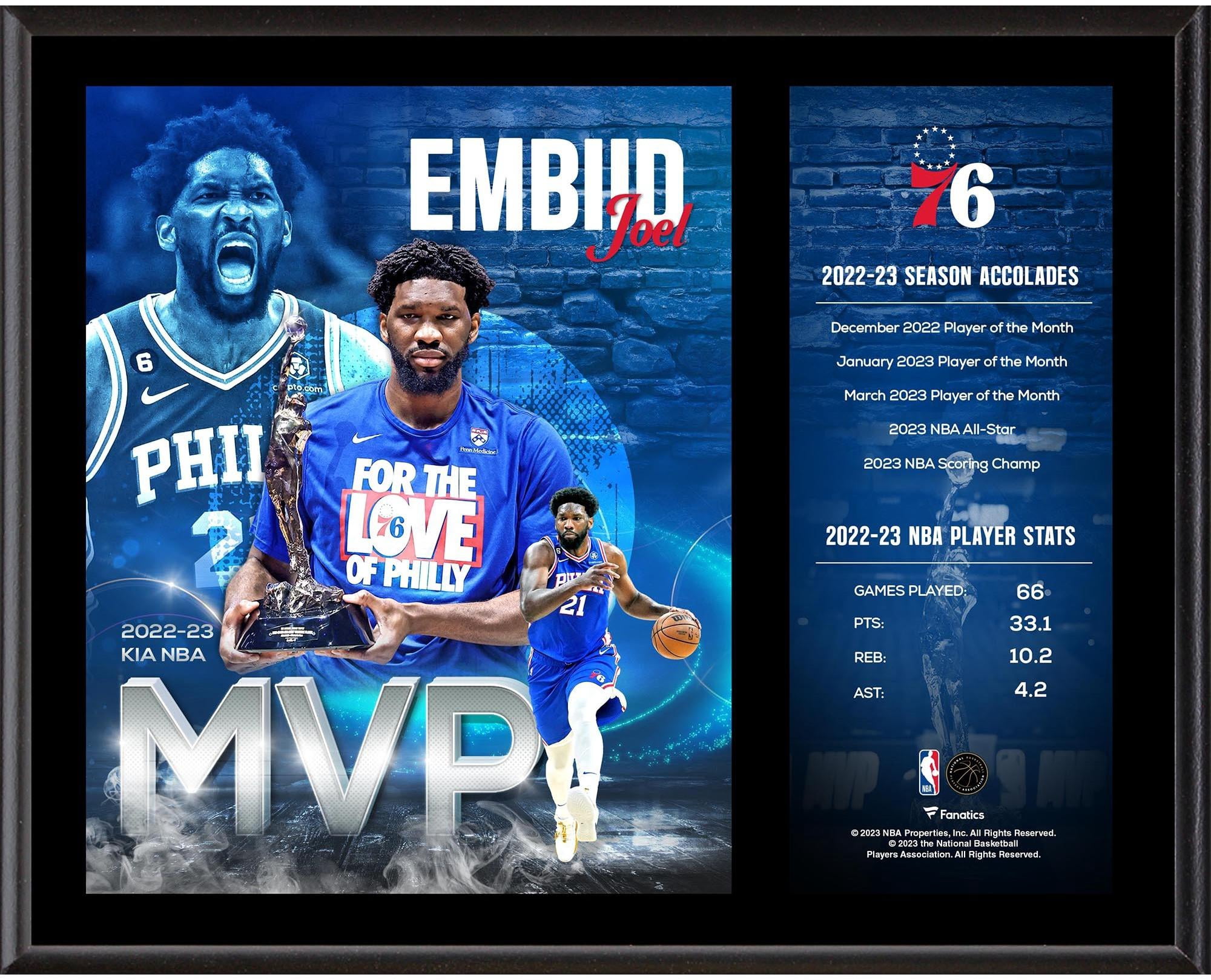 Joel Embiid Philadelphia 76ers 12 X 15 2022 2023 NBA MVP Sublimated joel-embiid-philadelphia-76ers-12-x-15-2022-2023-nba-mvp-sublimated