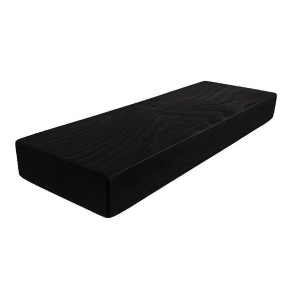 Joel's Antiques | Floating Wall Shelves | Natural Wood, Easy Install | 2"x6"x 24 inches Wide | Black