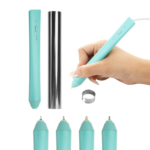Joelver Maker Hot Foiling Pen with 4 Size Metal Tips &1pc Silver Heat Activated Foil Rolls,Hot Foil Quill Pen for Card Making Scrapbooking Tools, USB Powered DC5V Foil Quill Pen Starter Kits