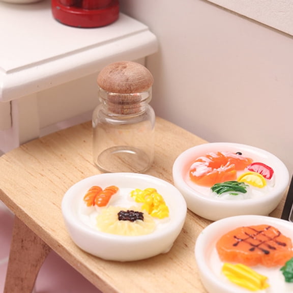 Joernso 1:12 Dollhouse Glass Jar Realistic Transparent Smooth Surface Decorative with Lid Miniature Scene Ornament Mini Storage Jar Model Kids Supply