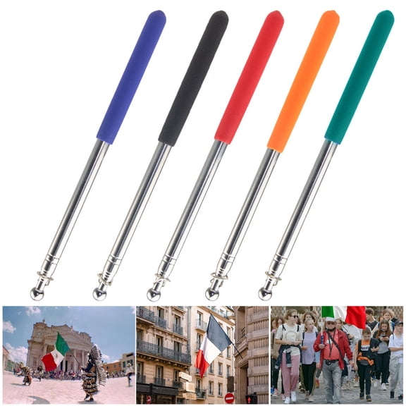 Joernso 1.2/1.6M Telescopic Tour Guide Flag Pole with Non-slip Handle Heavy Duty Stainless Steel Extendable Teacher Pointer Banner Handheld Flag Pole
