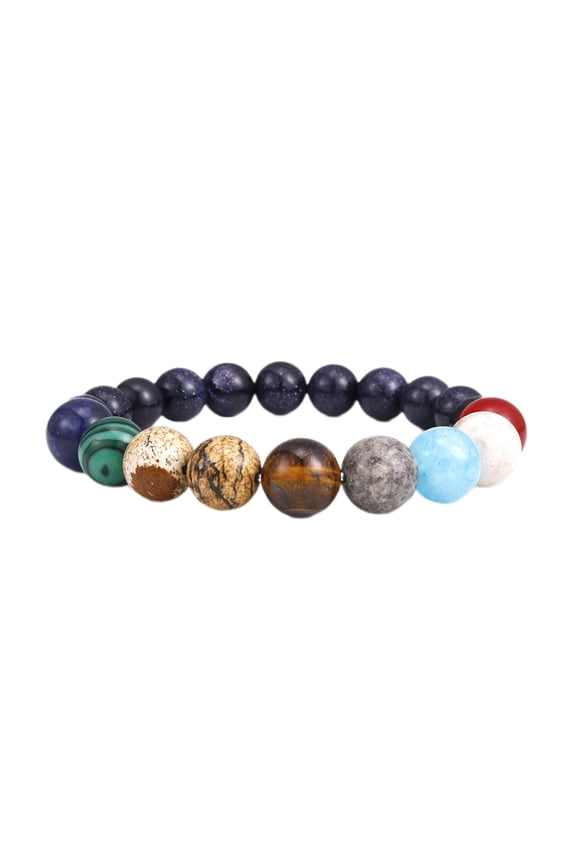 1/2 Pcs Guardian Planet Bracelet Ethnic Style Universe Galactic Eight Planets Solar System Beads Elastic Band Yoga Chakra Bracelet Star Earth Space Bracelet