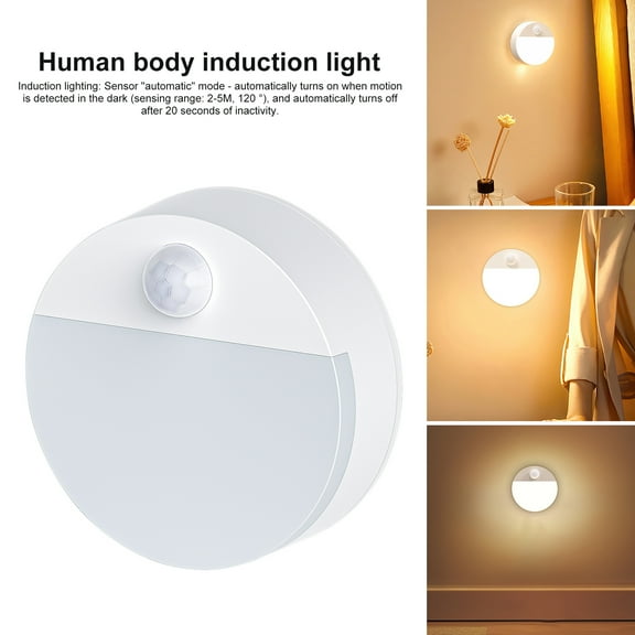 Joernso 1/3/6Pcs Human Body Sensor Lights Adjustable Brightness Wide Sensing Angle Flicker Free Non-Glaring Easy to Install Motion Activated Night Light