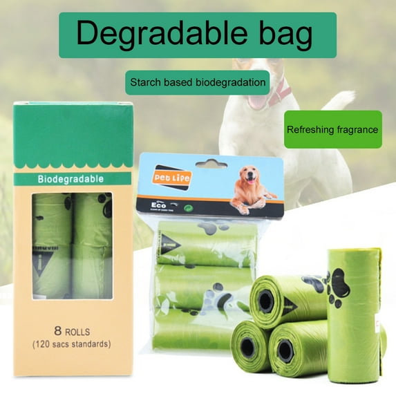 Joernso 1/3/8 Roll Biodegradable Paws Print Pet Dog Poop Bags Cats Waste Garbage Pouch