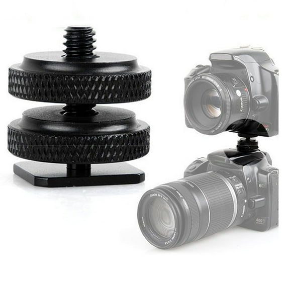 Joernso 1/4inch Tripod Screw with Double Layer to Flash Hot Shoe Adapter Holder Mount