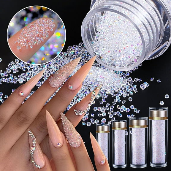 Joernso 1 Bottle Nail Ornament Luxury Harmless Gloss Mini Micro Rhinestone Sand Nail Art Gems for Manicure