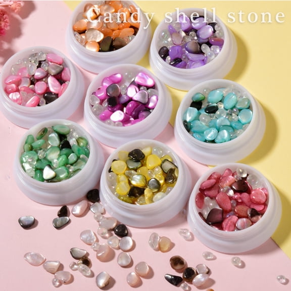 Joernso 1 Box Nail Shell Stone Shiny Effect 3D Effect Colorful Japanese Style Holographic Nail Atr Decal for Salon
