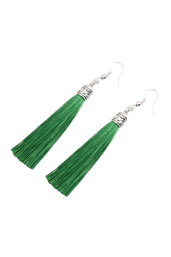 1 Pair Bohemian Hook Earrings Artistic Cotton Thread Fringe Design Dangle Earrings Ear Accessories
