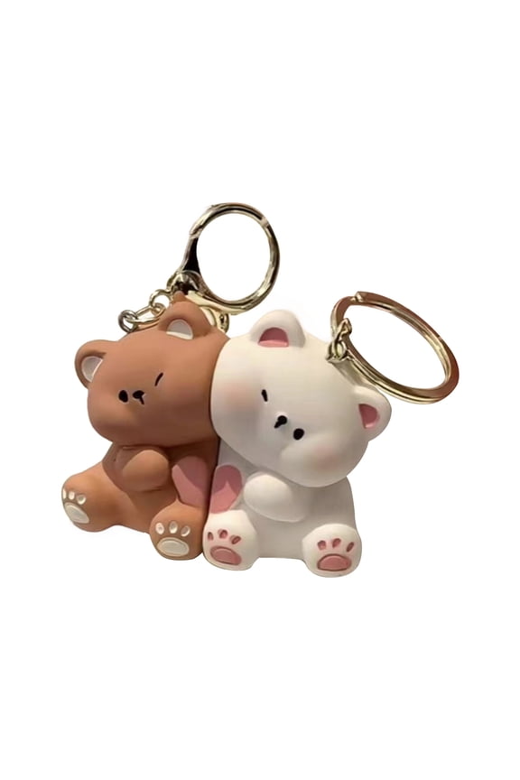 1 Pair Couple Keyring Pendant Cartoon Bear Hug Theme Pendant Keychain Magnetic Design Keychain Bag Decoration Birthday Gift