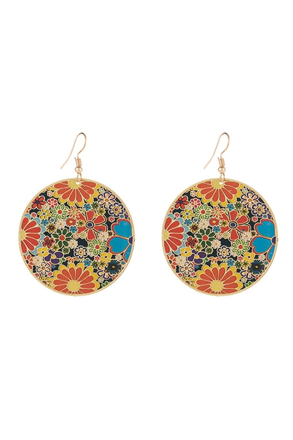 1 Pair Dangle Earrings Drawing Artistic High-end Individual Colorfast Sweet Colorful Flower Butterflies Hanging Earrings Women Jewelry