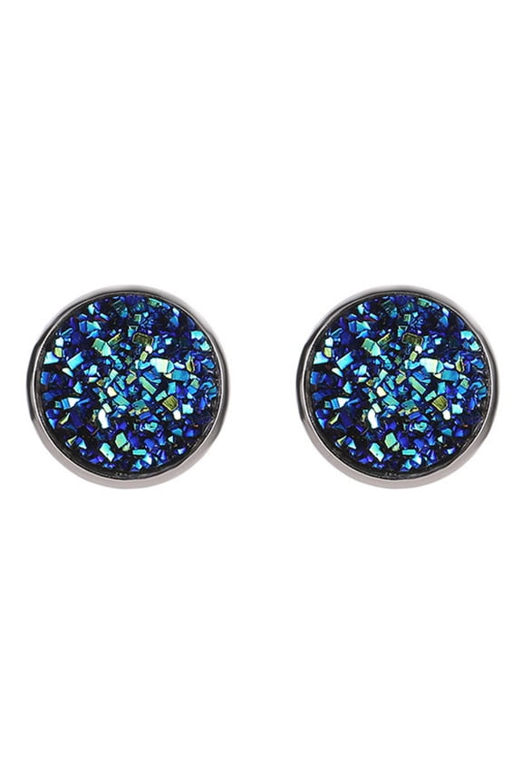 1 Pair Ear Stud Decorative Colorful Stainless Round Shaped Rhinestone Ear Stud for Gift