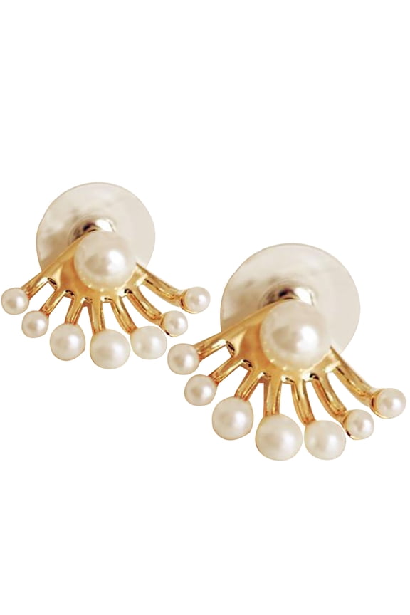 1 Pair Earrings Double-sided Jewelry Faux Pearl Women Front Back Stud Earrings for Festival