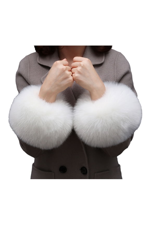 1 Pair Faux Fur Cuffs Fuzzy Solid Color Thick And Warm Winter Sleeve Accessory for Coats Jackets Celebrity Lady Prom Party Sleeve Add-ons Cuffs