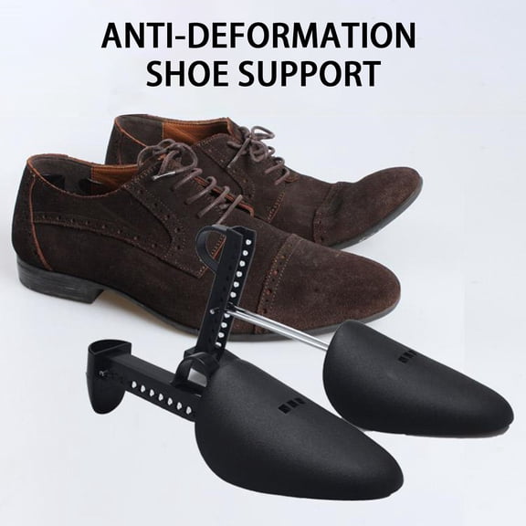 Joernso 1 Pair Shoe Trees Adjustable Length Multi-holes Ultralight Matte Black Universal Anti-deformation Plastic Men Women Shoe Shape Supports Keepers Stretchers for Home