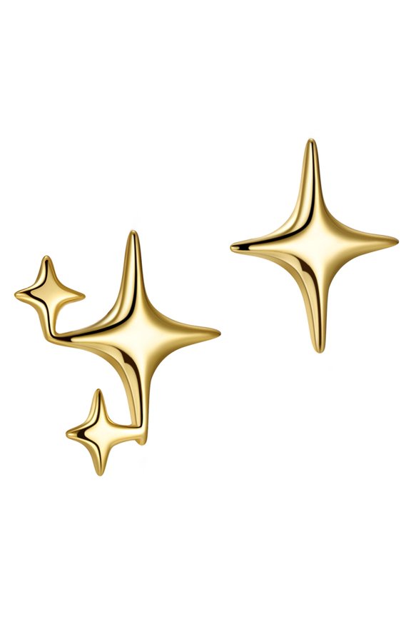 1 Pair Star Ear Studs Cool Style Solid Color Earrings Small Lightweight Anti-rust Anti-allergy Luster Colorfast Daily Earrings Holiday Gift