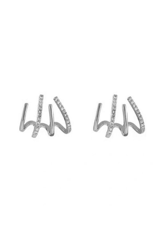 1 Pair Stud Earrings Four Claws Row Rhinestone Jewelry Fashion Appearance Korean Style Stud Ear Cuffs for Daily Wear