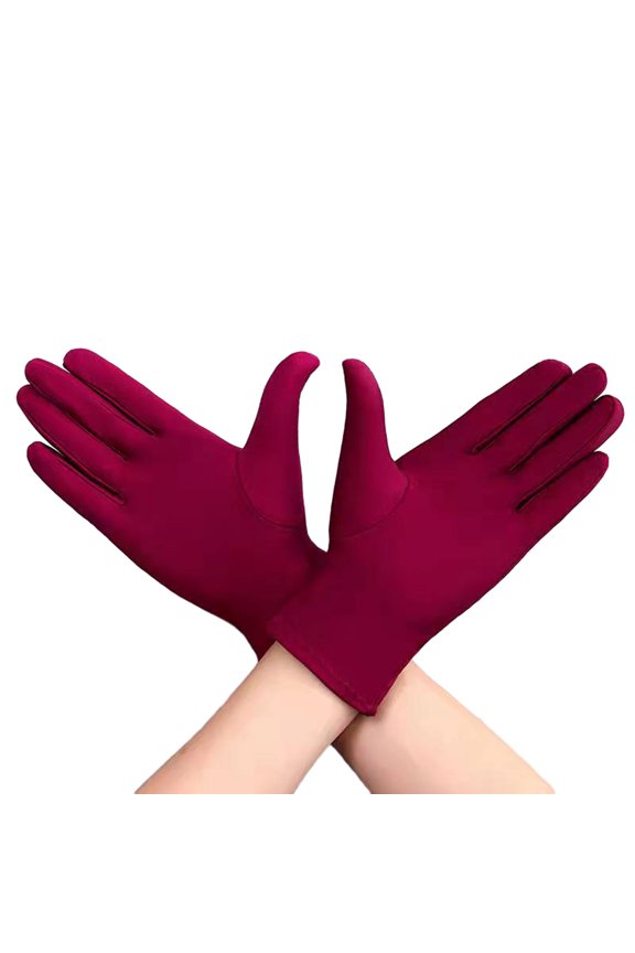 1 Pair Unsiex Winter Gloves Five Fingers Solid Color Elastic Anti-slip Sun Protection Breathable Soft Stage Performance Auction Ritual Girl Gloves Fall Spring Gloves