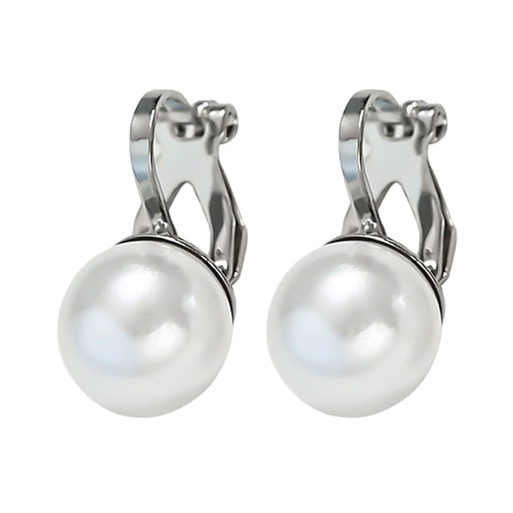 Joernso 1 Pair Women Ear Studs Faux Pearl Ear Clips Anti-rust Alloy Simple Style Formal Commute Earrings Lady Dating Travel Stud Earrings Ear Jewelry