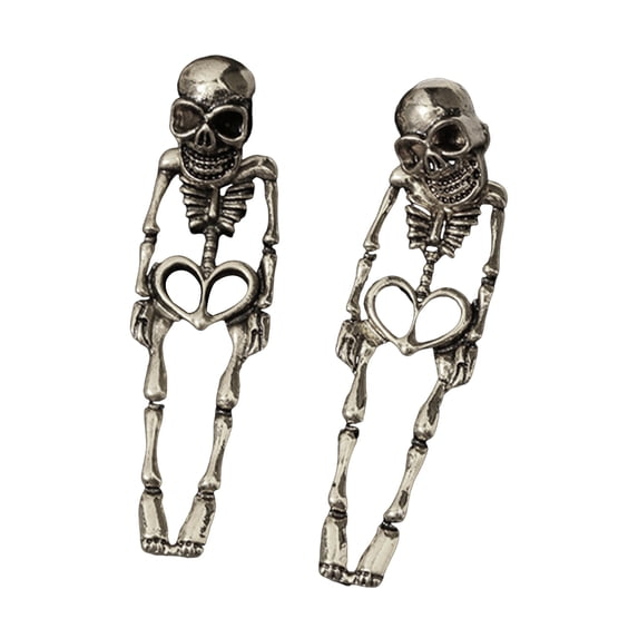 Joernso 1 Pair Women Halloween Earrings Skeleton Shape Punk Exaggerated Polished Alloy Skull Jewelry Club Party Ear Jewelry