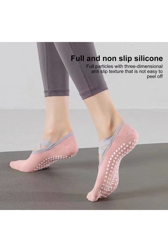 1 Pair Yoga Boat Socks Anti-skid Silicone Grip Bottom Solid Color High Elasticity Sweat Absorption Adult Home Pilates Socks Dance Practice Socks