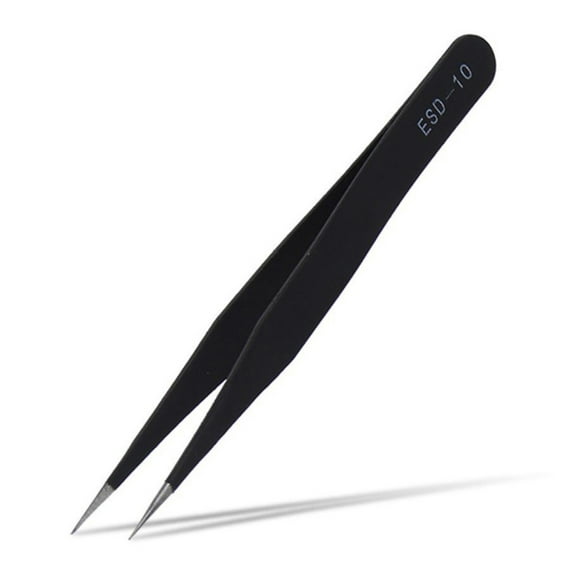 Joernso 1 Pc ESD Safe Stainless Steel Anti-Static Tweezers Maintenance Repair Tool