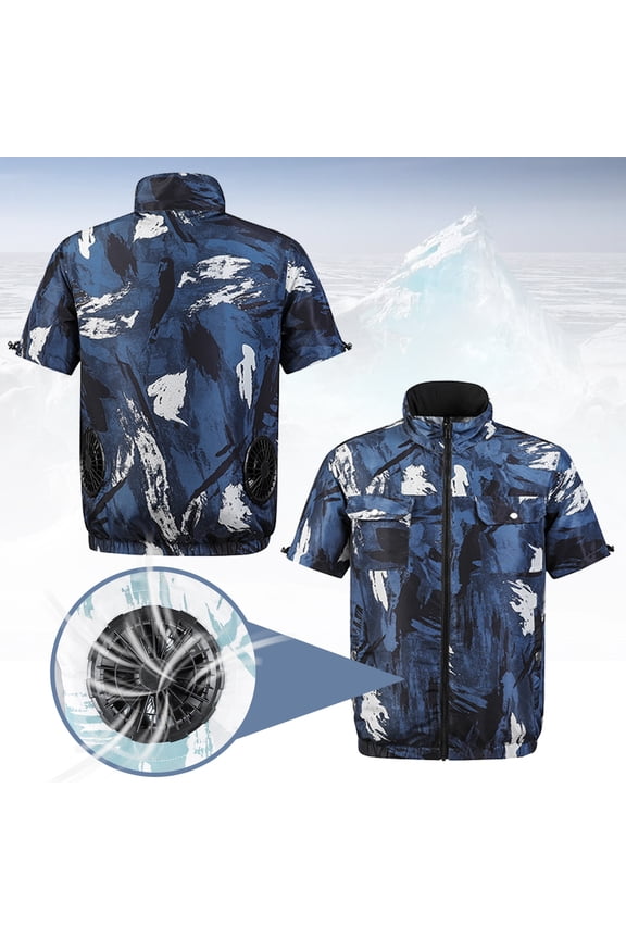 1 Set Cooling Fan Jacket Unique Pattern Three Gear Adjustable Polyester Men Summer Outdoor AC Jacket Cooling Fan Apparel Working Supplies