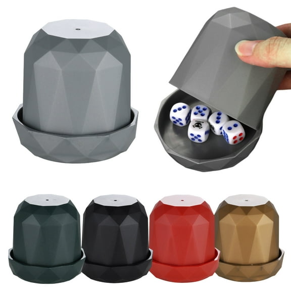 Joernso 1 Set Dice Cup with Base 5 Dot Dice Heavy Duty Manual Shaker Cup Adults Family Night Bar Party Gambling Drinking Board Game Casino Equipment