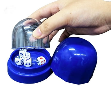 Joernso 1 Set Dice Cup with Clear Cover Base 5 Dot Dice Manual Shaker Cup Adults Family Night Bar Party Gambling Drinking Board Game Casino Equipment
