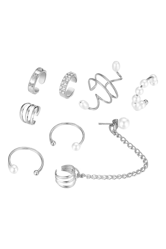 1 Set Ear Clips Faux Pearl Rhinestone Different Shape Non-piercing C-shaped Ear Decoration Jewelry Prom Party Earrings Commute Cartilage Earrings Ear Cuffs