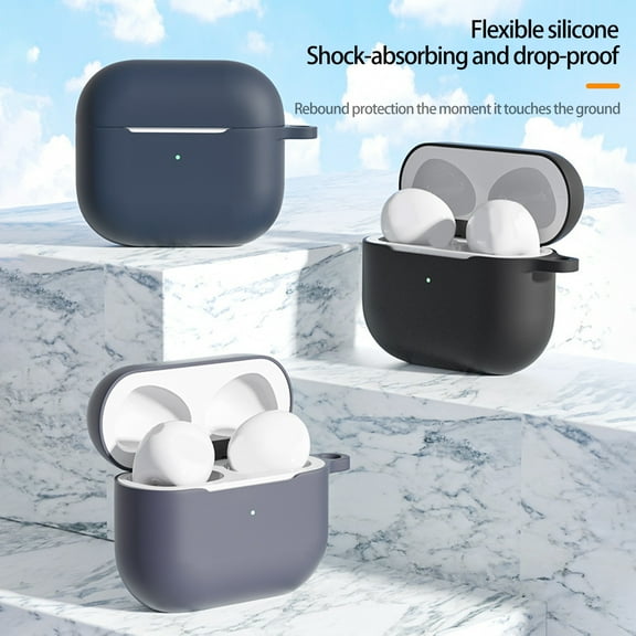 Joernso 1 Set Headphone Cushion Full Coverage Wear-resistant Tight Fit Anti-shock Comfortable Touch 360 Degree Protection with Hanging Buckle Earphone Cover for Airpods 3