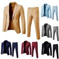 thumbnail image 1 of Joernso 1 Set Men Blazer Pants Solid Color Long Sleeve Slim Fit Turndown Collar Temperament One Button Pockets Suit Set Men Clothes, 1 of 8
