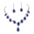 thumbnail image 1 of Joernso 1 Set Women Necklace Earrings Water Drop-shaped Rhinestone Jewelry Sparkling Bright Luster Jewelry Set for Prom, 1 of 8