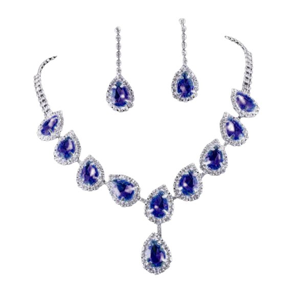 Joernso 1 Set Women Necklace Earrings Water Drop-shaped Rhinestone Jewelry Sparkling Bright Luster Jewelry Set for Prom