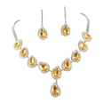 thumbnail image 1 of Joernso 1 Set Women Necklace Earrings Water Drop-shaped Rhinestone Jewelry Sparkling Bright Luster Jewelry Set for Prom, 1 of 8