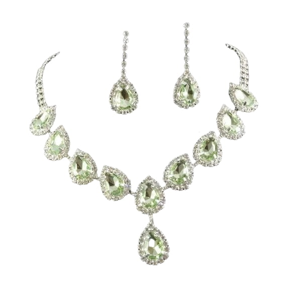Joernso 1 Set Women Necklace Earrings Water Drop-shaped Rhinestone Jewelry Sparkling Bright Luster Jewelry Set for Prom