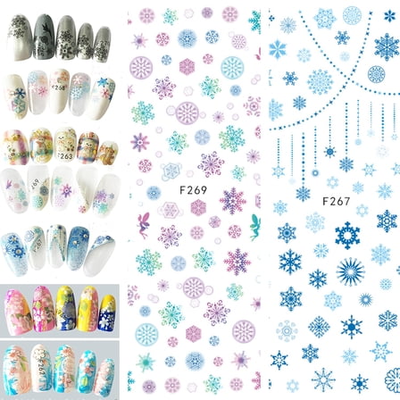 Joernso 1 Sheet Snowflake Flower Decals Nail Art Stickers Tips DIY Manicure Decoration