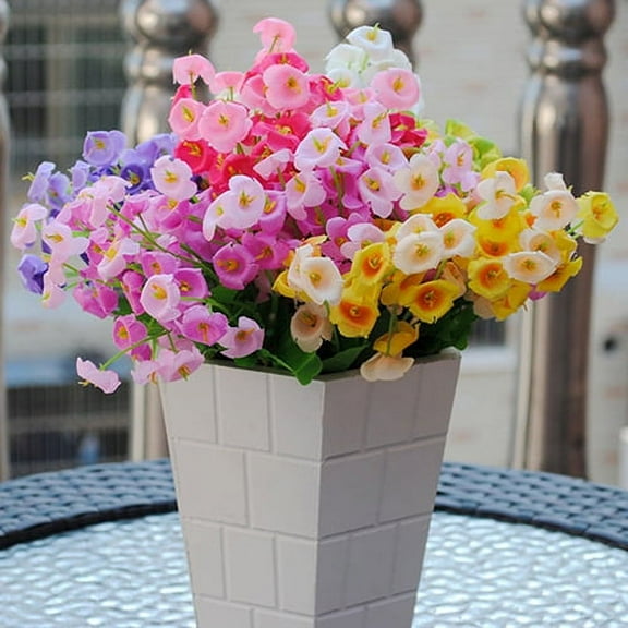 Joernso 1 x Bouquet/60 Heads Artificial Fake Campanula Flower Leaf Wedding Party Decor