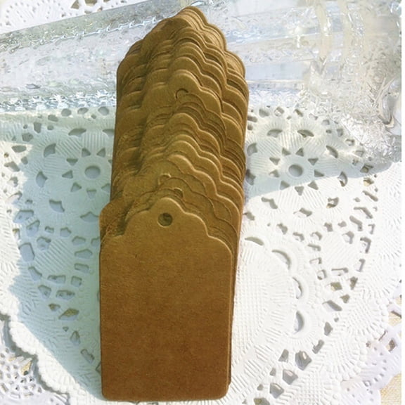 Joernso 100 Pcs Kraft Paper Hang Tags Birthday Party Favor Gift Label Brown Cards
