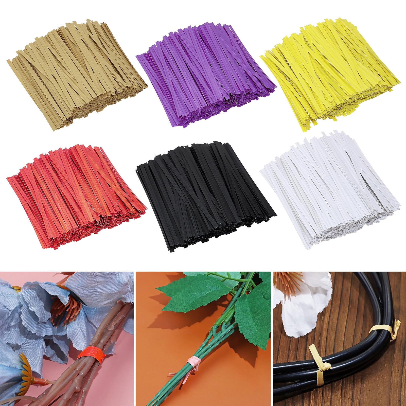 Joernso 1000 Pcs Kraft Paper Twist Ties Reusable Ties with Wire Core ...