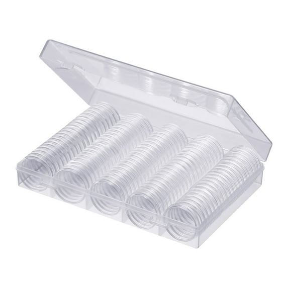 Joernso 100Pcs 19/20/22.25/25/27/30mm Coin Clear Protector Case Collection Storage Box