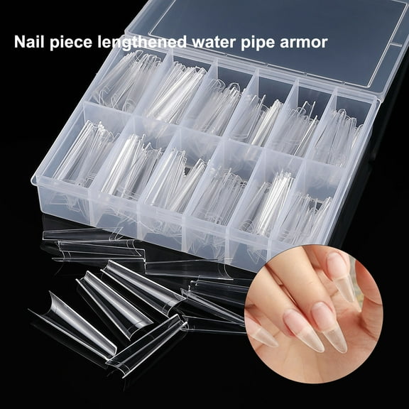 Joernso 100Pcs/200Pcs Nail Form Mold Easy to Carry Reusable ABS False Nail Water Pipe Tips for Manicure