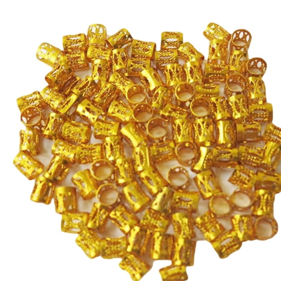 Joernso 100Pcs 8mm Hole Micro Dreadlock Ring Beads Hollow Hair Braid Cuff Clips Gift