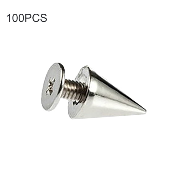 Joernso 100Pcs 9.5mm Punk Silver Cone Spikes Screwback Studs DIY Craft Cool Rivets
